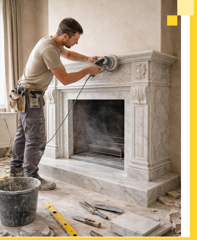 Изготовление и установка мраморных каминов в Выборге под ключ