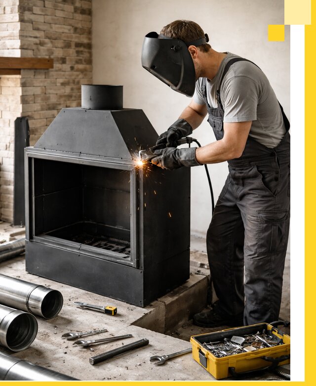 Продажа и установка металлических каминов в Выборге под ключ