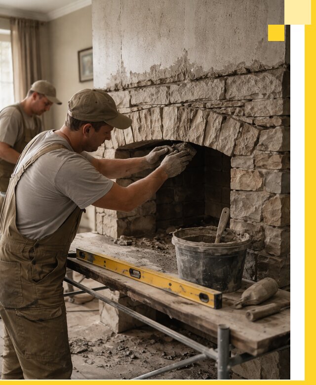 Изготовление каминов под ключ в Выборге, монтаж и отделка