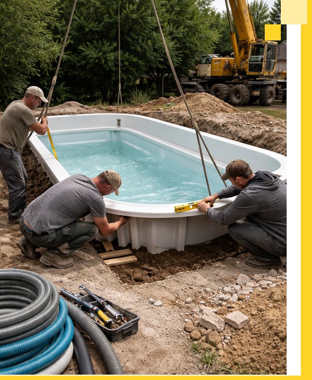 Установка и монтаж композитных бассейнов под ключ в Выборге