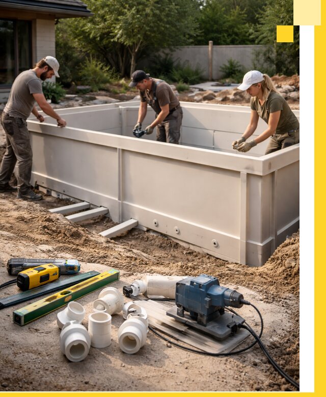 Установка полипропиленовых бассейнов под ключ в Выборге