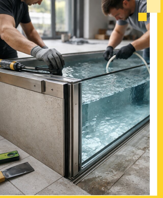 Проектирование и монтаж стеклянных бассейнов в Выборге