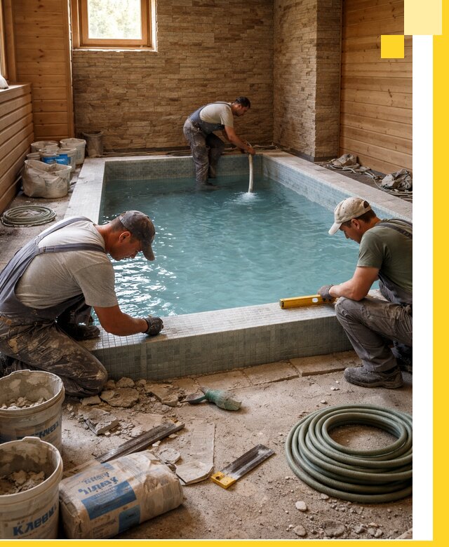 Проектирование и строительство бассейнов для бани в Выборге