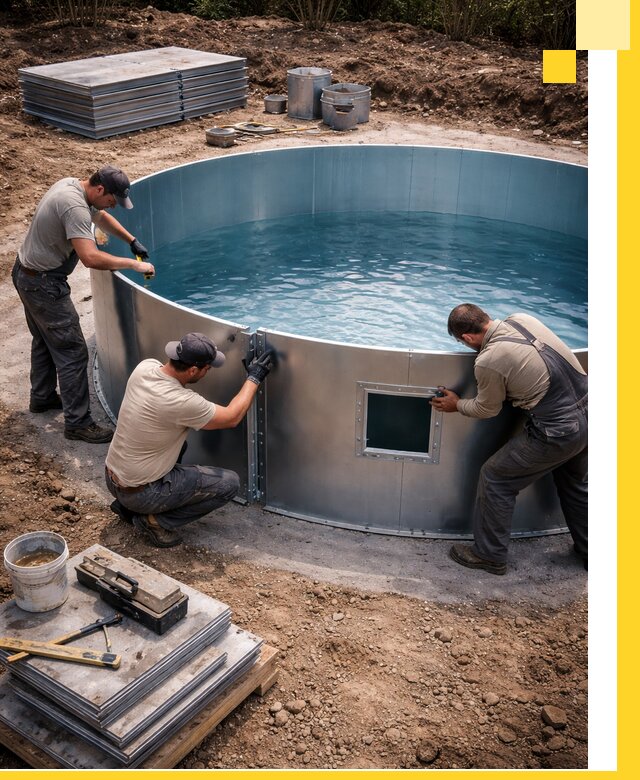 Круглые бассейны под ключ в Выборге проектирование и монтаж