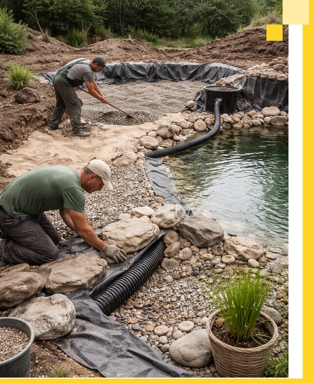 Строительство природных бассейнов и озер в Выборге под ключ