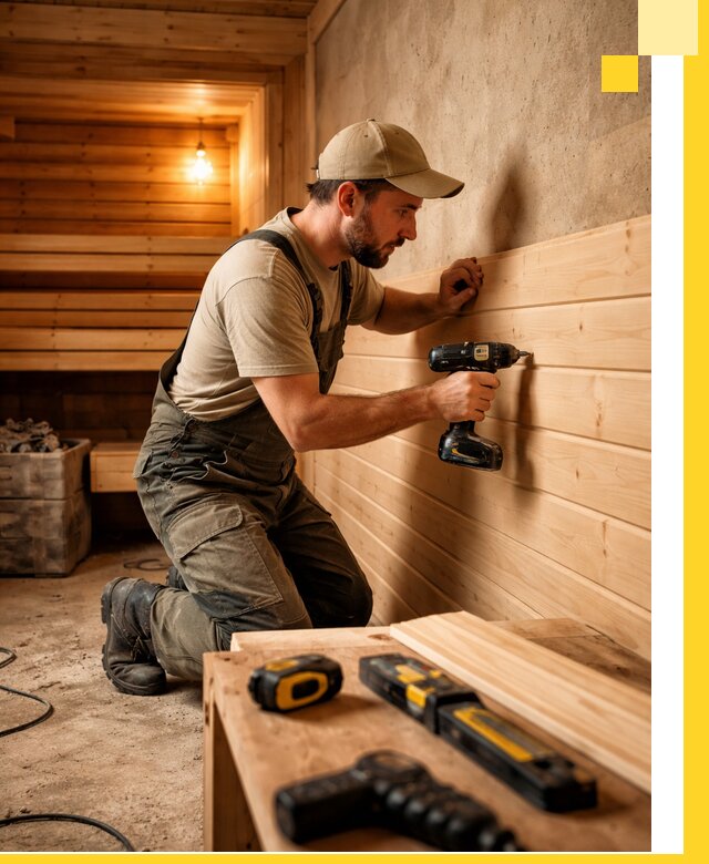 Профессиональная внутренняя отделка бани в Выборге под ключ