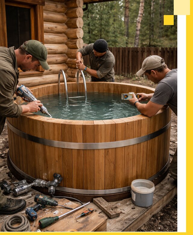 Строительство бань с купелью под ключ и отделкой в Выборге