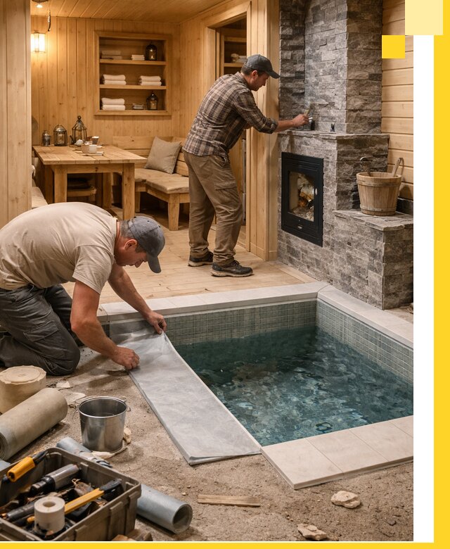 Строительство бань с комнатой отдыха под ключ в Выборге