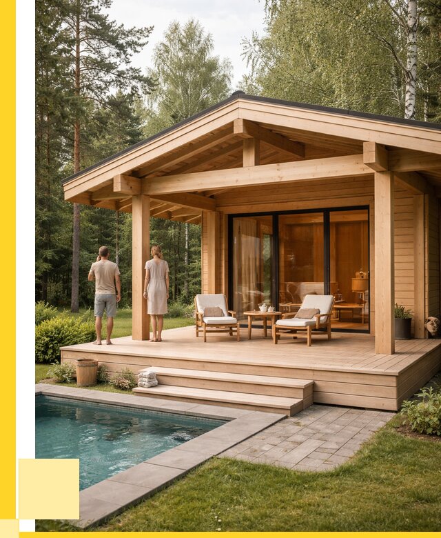 Бани с террасой под ключ в Выборге от 613260 р. | ЭриданВбр