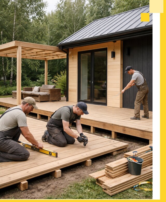 Строительство бань с террасой и бассейном под ключ в Выборге