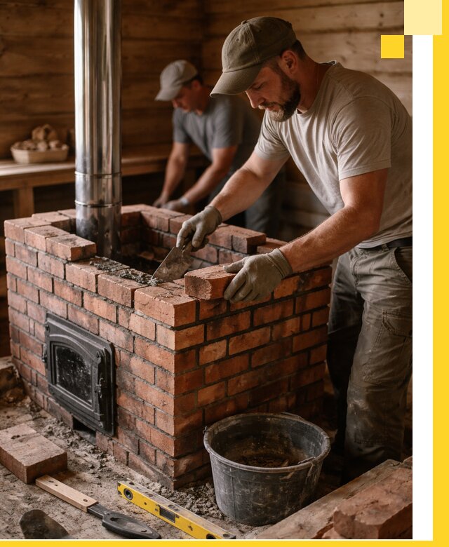 Кирпичные печи для бани под ключ в Выборге, проект и монтаж