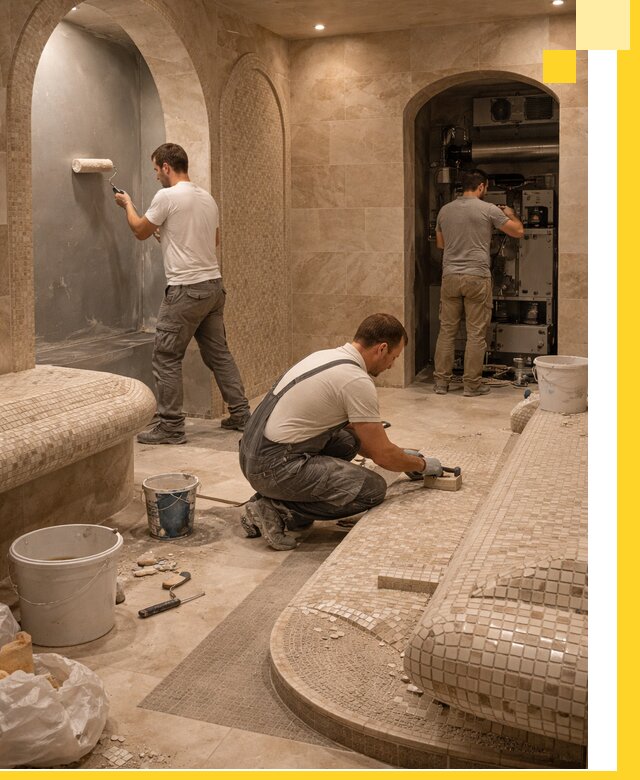 Строительство бани с хамамом и бассейном под ключ в Выборге