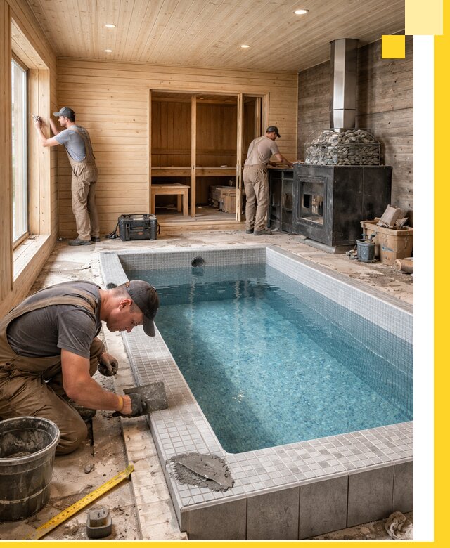 Проект бани с бассейном и сауной в Выборге под ключ