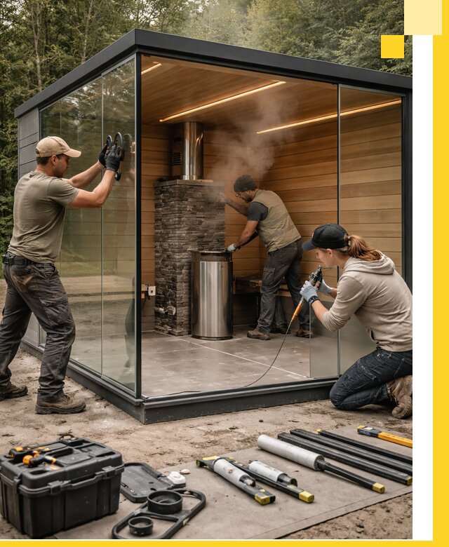 Проектирование и строительство стеклянных бань в Выборге