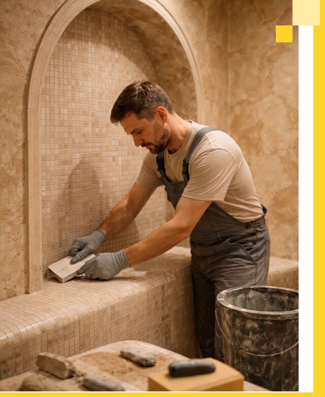 Профессиональная отделка хамамов с мозаикой под ключ в Выборге