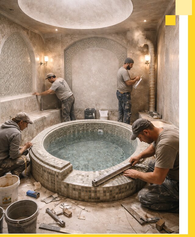 Профессиональное строительство хамама с бассейном в Выборге под ключ