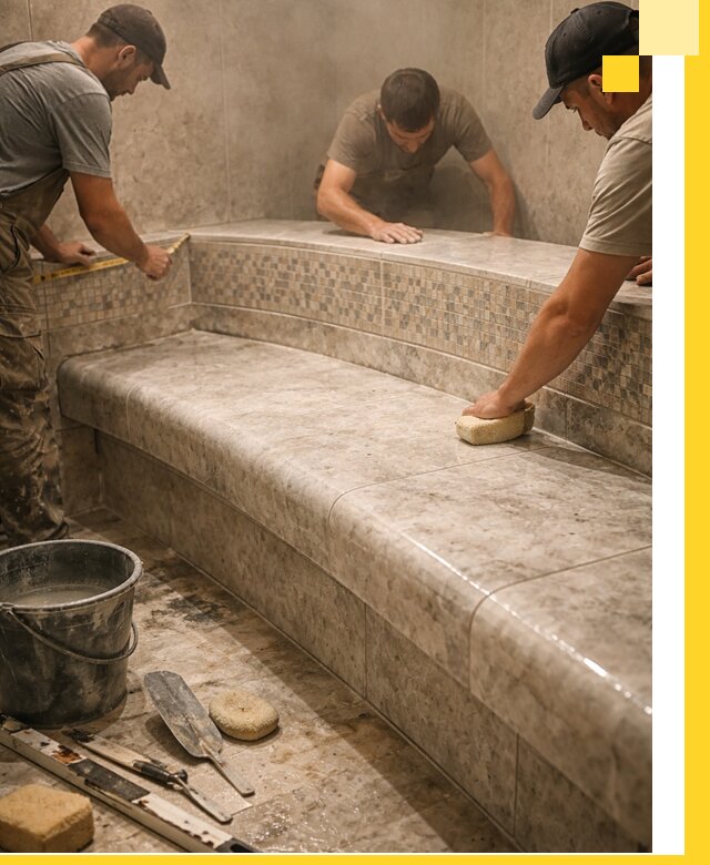 Изготовление и установка сидений для хамама в Выборге