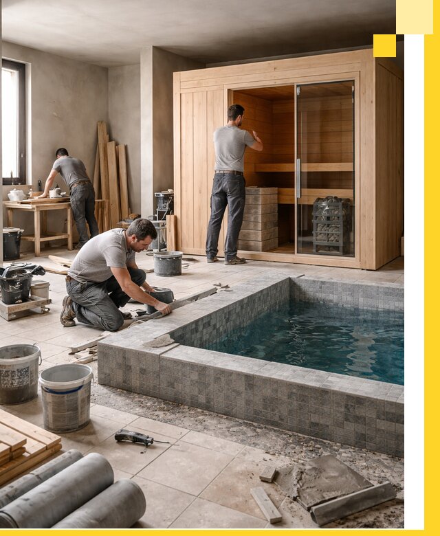 SPA зоны под ключ с бассейном сауной и печью в Выборге